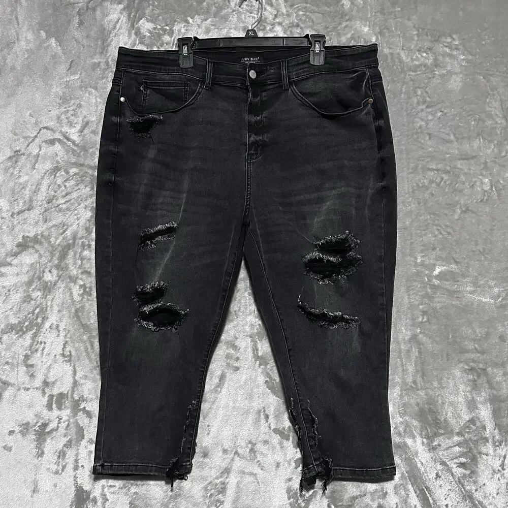 Judy Blue Womens 24W Jeans LOT of 2 Slim Fit Carpenter Blue Skinny Fit Capri Blk - Picture 10 of 16
